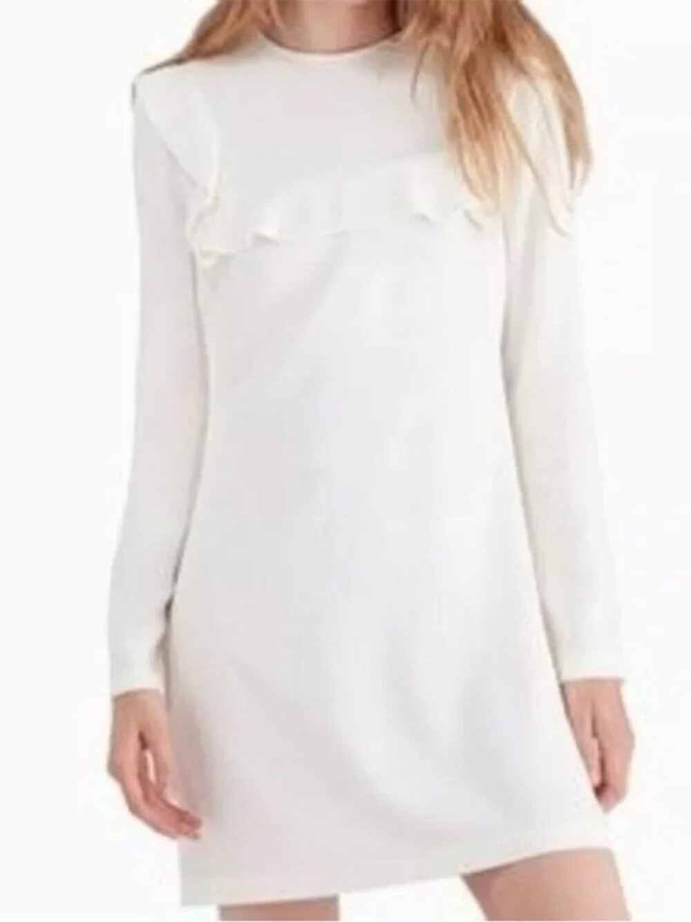 A.L.C | NWT White Long Sleeve Ruffle Mini Dress, size 10